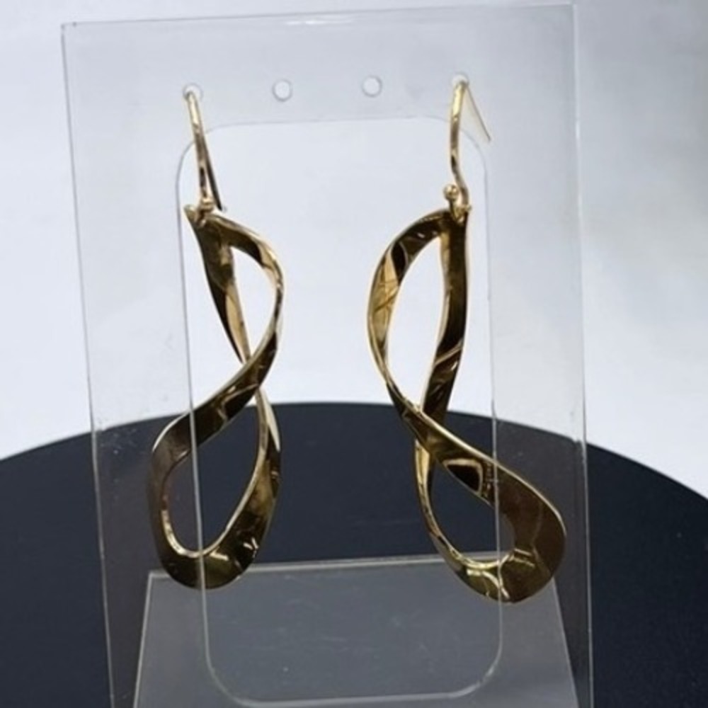 AV High Polish Infinity Shaped Figure Eight Twisted‎ Dangle Statement Earrings